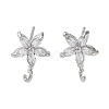 Brass Micro Pave Cubic Zirconia Studs Earring Findings KK-K364-03P-1