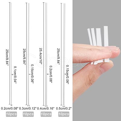 Olycraft 8 Sets 4 Styles ABS Plastic Square Bar Rods DIY-OC0008-29-1