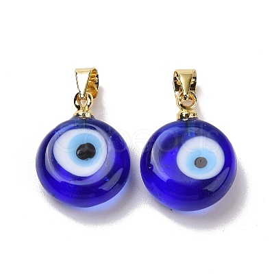 Handmade Lampwork Evil Eye Pendants X-LAMP-P057-01G-02-1