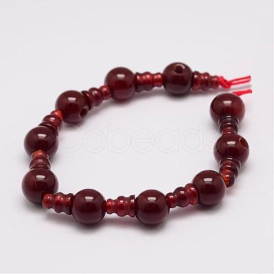 Natural Carnelian 3-Hole Guru Bead Strands G-K149-32A-1