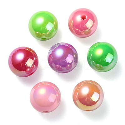 UV Plating Rainbow Iridescent Acrylic Beads PACR-E001-04A-1