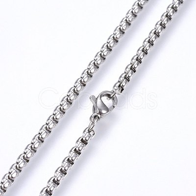 Non-Tarnish 304 Stainless Steel Box Chain Necklaces NJEW-F227-09P-08-1