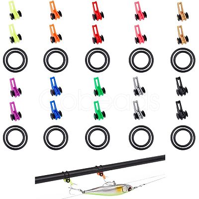 SUPERFINDINGS 50 Sets 10 Colors Plastic & Silicone O-Rings Fishing Rod Pole Hook Keeper Sets FIND-FH0003-26-1