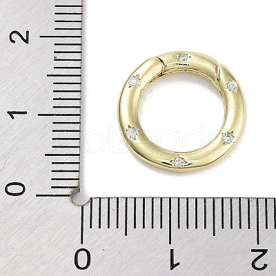 Brass Micro Pave Clear Cubic Zirconia Spring Gate Rings KK-M293-54G-1