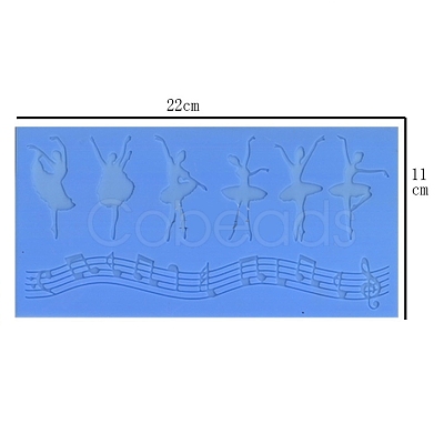 Music Note & Ballet Dancer Food Grade Silhouette Statue Silicone Mat Moulds MUSI-PW0003-02-1