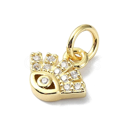 Eye Theme Brass Micro Pave Cubic Zirconia Charms KK-H475-58G-02-1