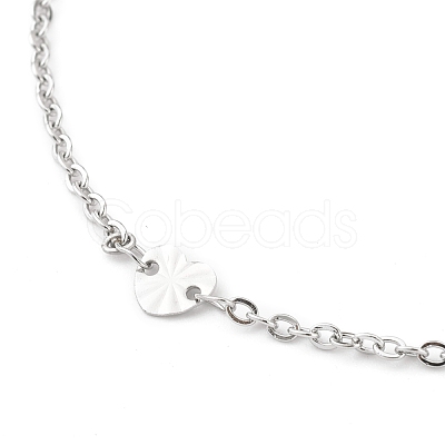 Tarnish Resistant 304 Stainless Steel Cable Chain Anklets AJEW-H104-09P-1