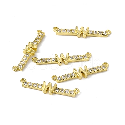 Rack Plating Brass Micro Pave Clear Cubic Zirconia Connector Charms KK-C007-37G-W-1