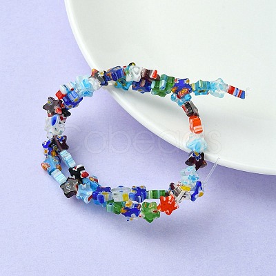 Flower Handmade Millefiori Glass Beads Strands LK-YW0001-08-1