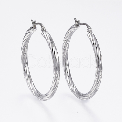 Tarnish Resistant 304 Stainless Steel Hoop Earrings EJEW-H322-17P-1