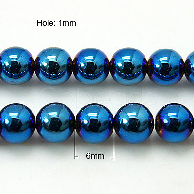 Non-Magnetic Synthetic Hematite Beads Strands X-G-C019-6mm-1