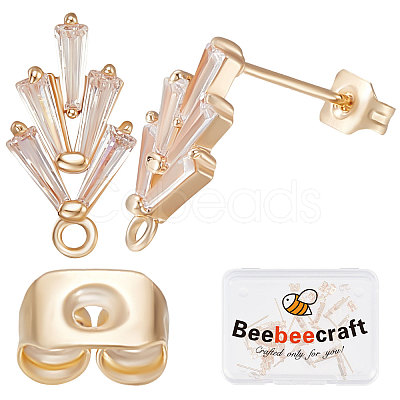 Beebeecraft 20Pcs Brass Cubic Zirconia Stud Earring Findings KK-BBC0004-96-1