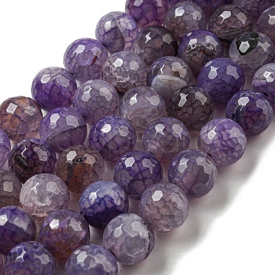 Faceted Natural Dragon Veins Agate Beads Strands G-F447-12mm-L04-1