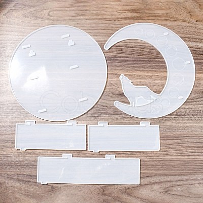 Moon Shape Floating Shelf DIY Silhouette Silicone Molds Kit DIY-G093-02C-1