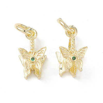 Rack Plating Brass Pave Cubic Zirconia Butterfly Ice Pick Pinch Bails KK-G464-06LG-1