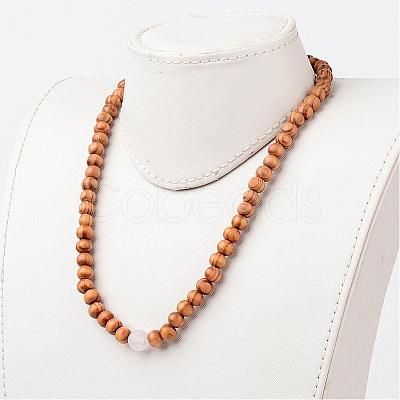 Wood Beaded Necklaces NJEW-JN01625-1