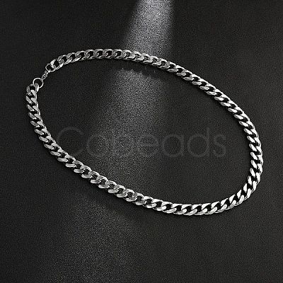 201 Stainless Steel Curb Chain Necklaces for Men NJEW-Q336-07A-P-1