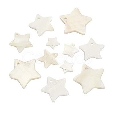 50Pcs 5 Style Freshwater Shell Pendants SHEL-CJ0001-22-1