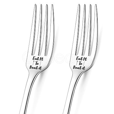 Word Pattern Stainless Steel Fork AJEW-WH0191-005-1