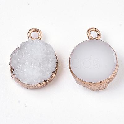 Electroplate Druzy Resin Pendants RESI-S366-02F-1