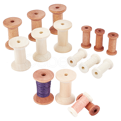 PandaHall Elite 16Pcs 4 Style Wooden Empty Spools for Wire WOOD-PH0002-17-1