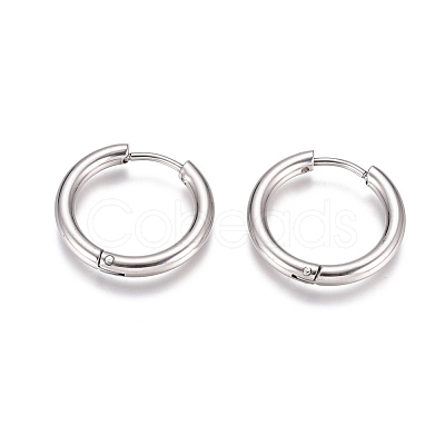 Tarnish Resistant 304 Stainless Steel Huggie Hoop Earrings EJEW-G272-01-14mm-P-1