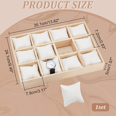 12 Slots Wooden Watch Organizer Trays AJEW-WH0471-143C-1