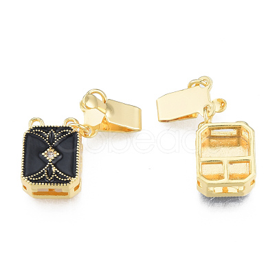 Brass Pave Clear Cubic Zirconia Box Clasps KK-N233-416LG-1