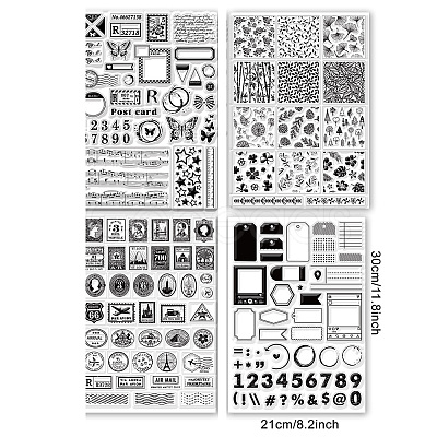 Globleland 4 Sheets 4 Styles PVC Plastic Stamps DIY-GL0004-86J-1