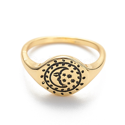 Brass Signet Ring for Women RJEW-E058-01G-03-1