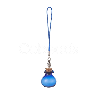 Lucky Bag Shape Glass Cork Bottle Pendants Decorations HJEW-TA00002-1