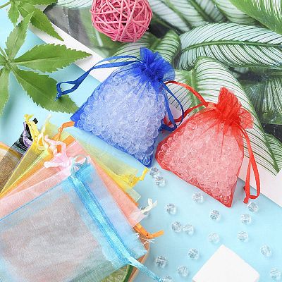 20Pcs 10 Colors Rectangle Organza Drawstring Bags CON-YW0001-31B-1