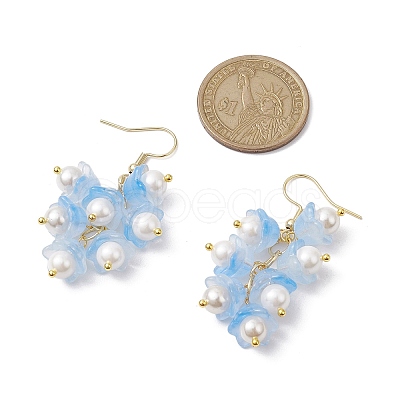 Flower Transparent Spray Painted Glass Cluster Earrings EJEW-JE05741-1