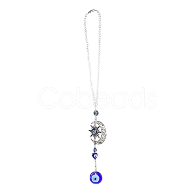 Evil Eye Alloy Lampwork Pendant Decorations HJEW-M005-02D-AS-1