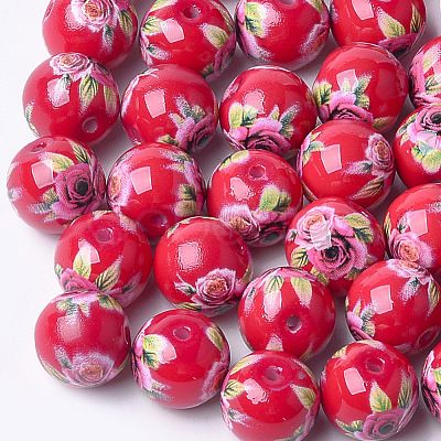 Printed & Spray Painted Glass Beads GLAA-S047-03B-11-1