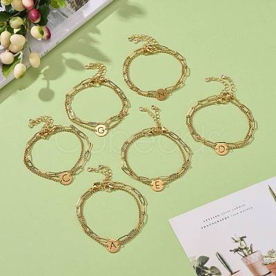 Titanium Steel Link Bracelets & Brass Paperclip Chain Bracelets Sets BJEW-JB06181-1