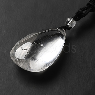 Natural Quartz Crystal Nuggets Pendant Necklace with Polyester Cord for Women G-H285-05B-1