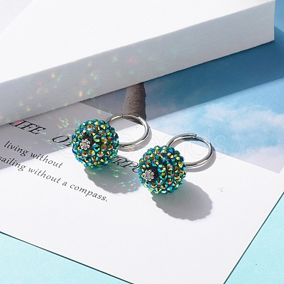 Sparkling Rhinestone Ball Dangle Hoop Earrings EJEW-JE04813-1