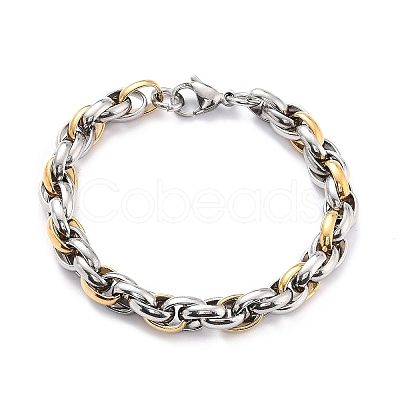 304 Stainless Steel Rope Chain Bracelet for Men Women X-BJEW-Z011-19GP-1