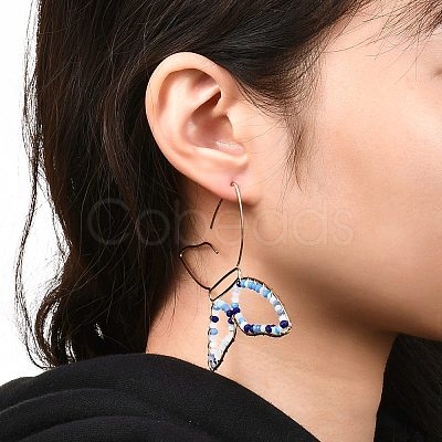 Butterfly Glass Beads Dangle Earrings for Girl Women EJEW-JE04657-1