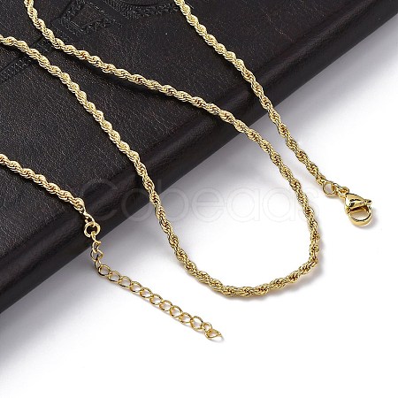 Rack Plating Brass Rope Chain Necklaces for Women NJEW-A035-02G-1