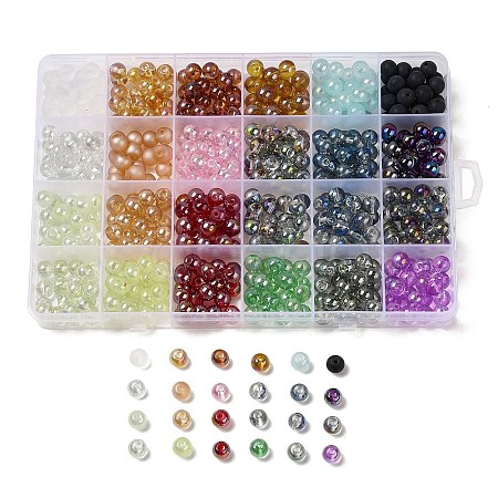 528Pcs 24 Colors Glass Beads GLAA-D013-01-1