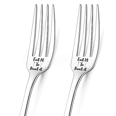 Word Pattern Stainless Steel Fork AJEW-WH0191-005-1