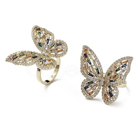 Butterfly Colorful Cubic Zirconia Finger Rings RJEW-G301-01G-1