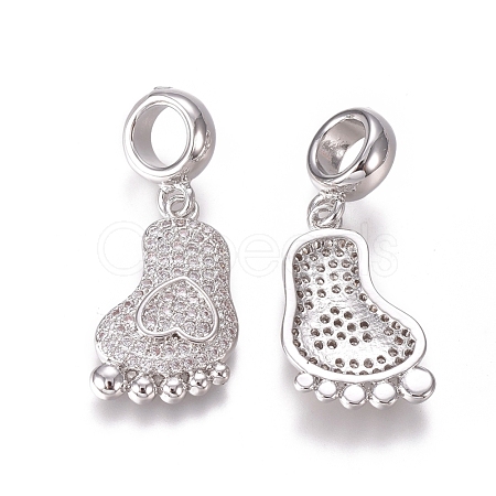 Brass Micro Pave Clear Cubic Zirconia European Dangle Charms ZIRC-I036-21P-1