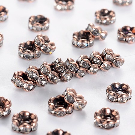 Brass Rhinestone Spacer Beads RB-A014-L6mm-01R-NF-1