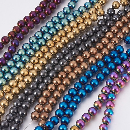 Electroplate Non-Magnetic Synthetic Hematite Beads Strands G-F585-C-6mm-1
