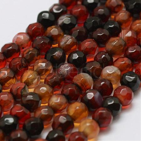 Faceted Natural Agate Beads Strands G-F447-4mm-C02-1