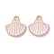 Alloy Enamel Pendants, Shell Shape, Lavender Blush, 13x12.5x1.5mm, Hole: 1.6mm