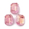 Glass Rhinestone Cabochons, Point Back & Back Plated, Faceted, Rectangle, Fuchsia, 10x8x4.5mm